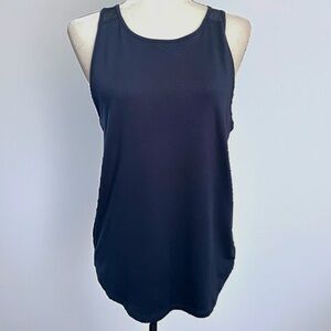 X by Gottex Mesh Panel Loose Fit Athletic Tank Top (Navy Blue) - small